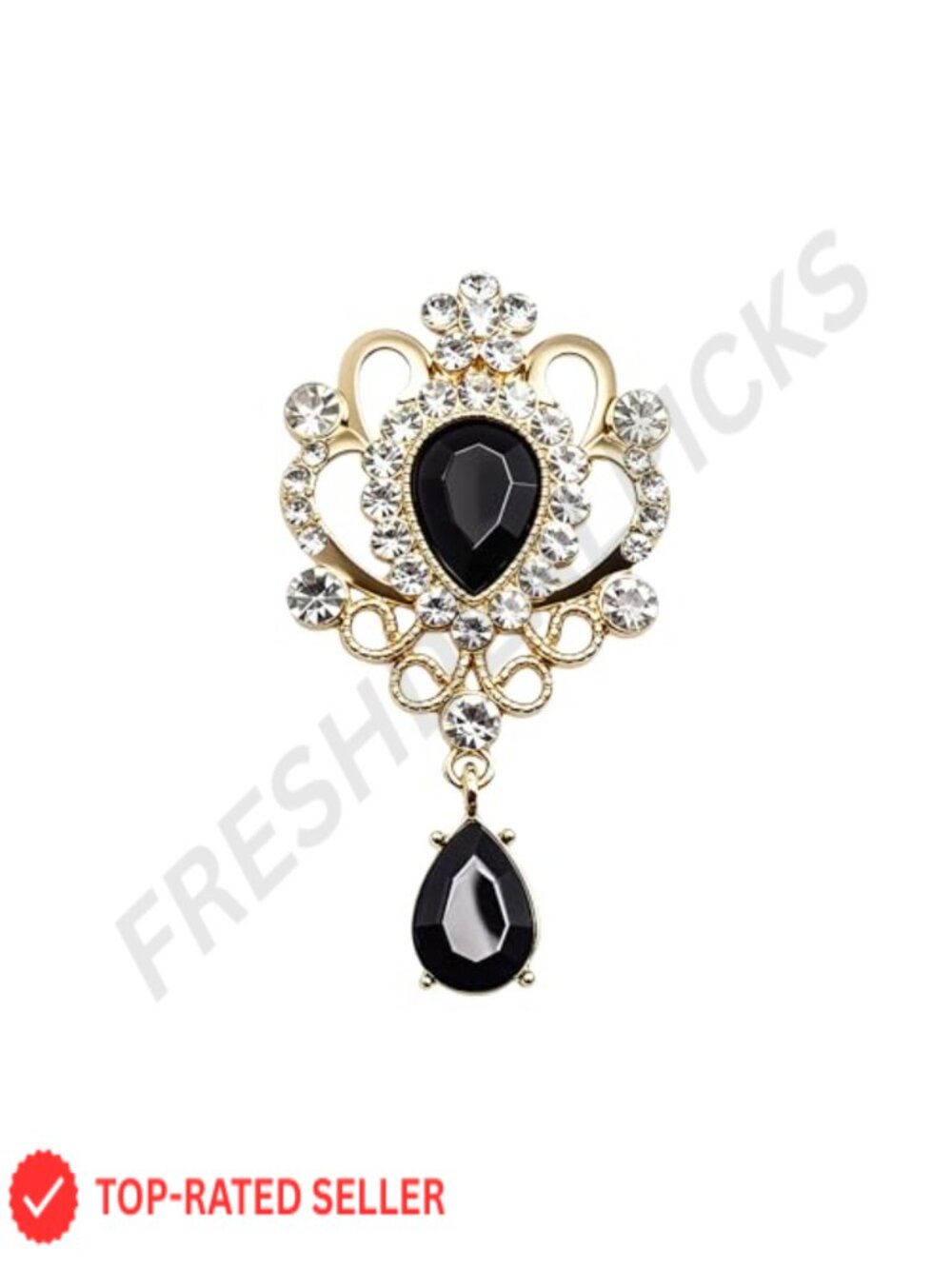 Gold Tone Teardrop Crystal Brooch Rhinestone Dangle Pin Wedding Formal